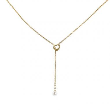 Tiffany & Co Open Heart necklace in yellow gold and pearl