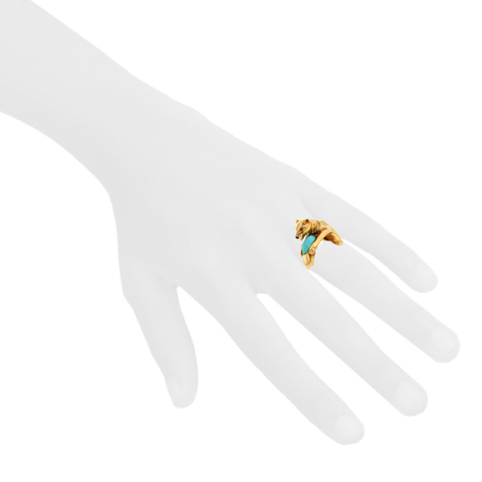 Anello Cartier Panthère Vedra in oro giallo, turchese e onice - Detail D1