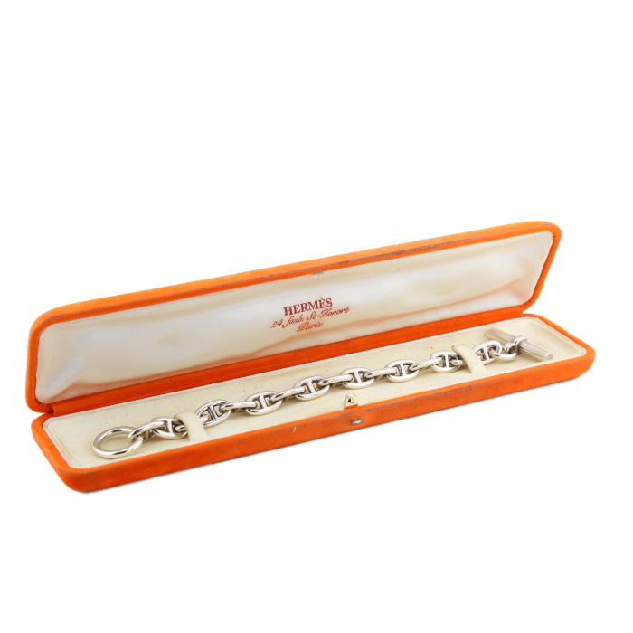 Brazalete Hermès Chaine d'Ancre modelo mediano de plata