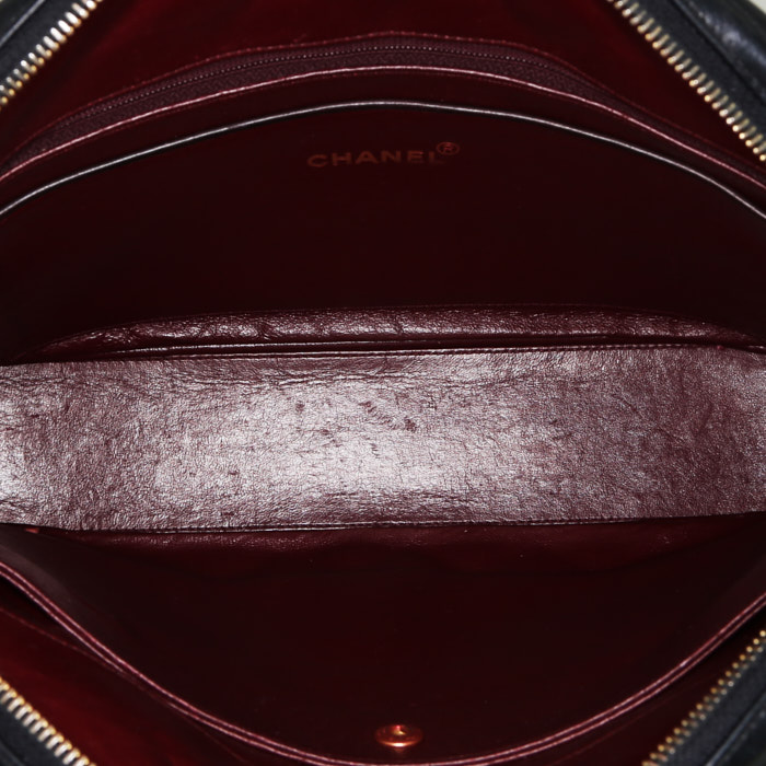 Chanel  Vintage Shopping shoulder bag  in black quilted leather - Detail D2