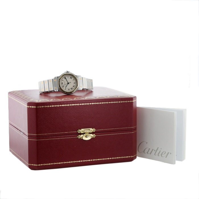 Montre Cartier Santos Octogonale en or et acier Vers 1990