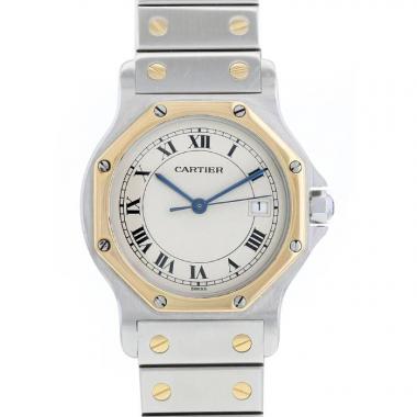 Montre Cartier Santos Octogonale en or et acier Vers 1990