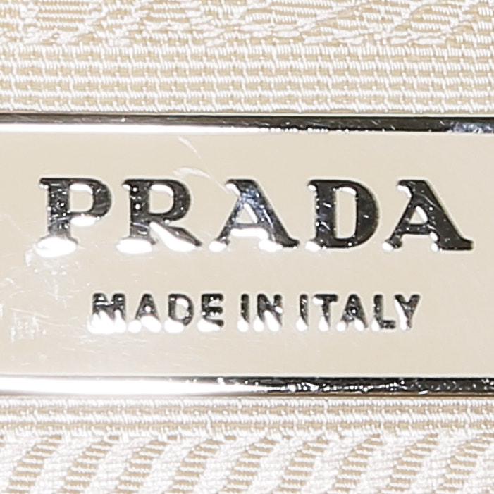 Borsa Prada   in tela beige e pelle verniciata marrone - Detail D3