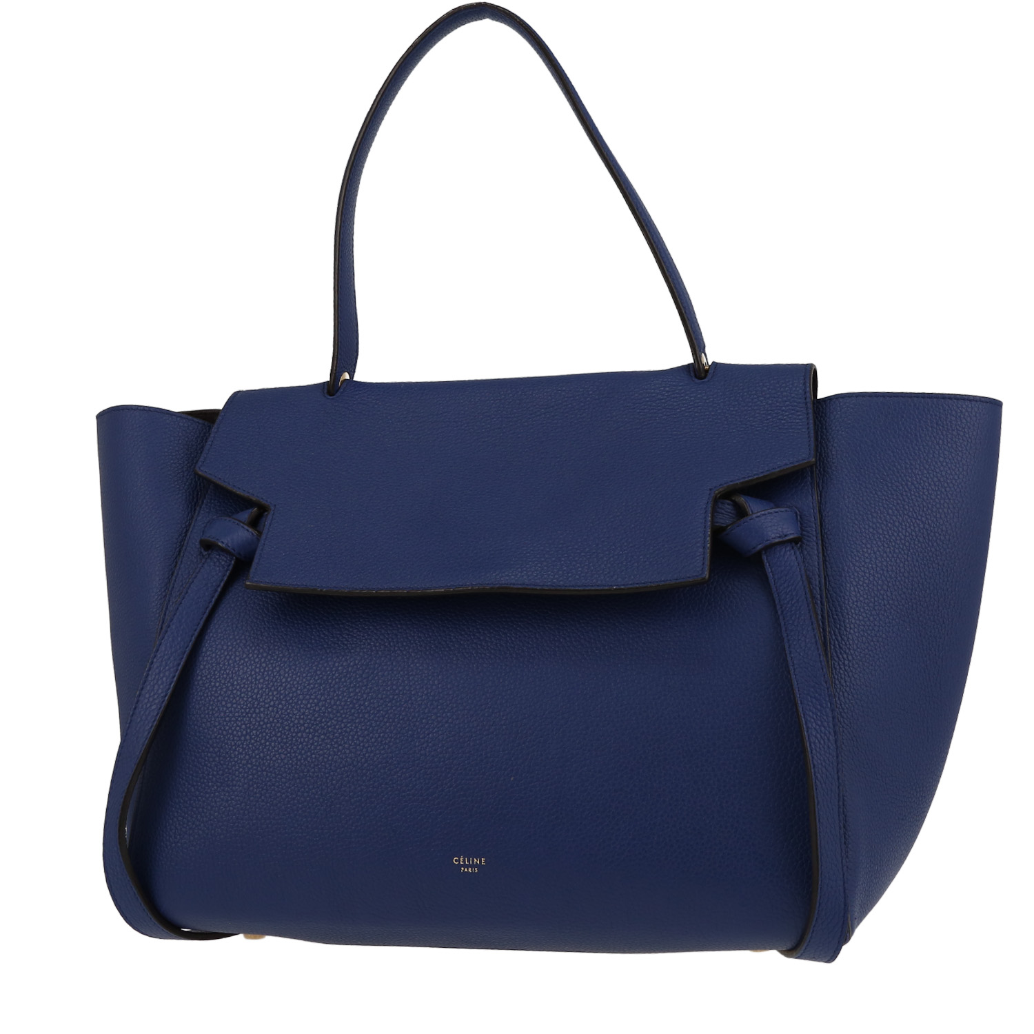 Sac a main Celine Belt grand modele en cuir graine bleu Auctionlab NEWS