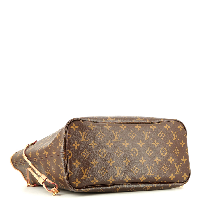 Louis Vuitton  Neverfull Editions Limitées shopping bag  in brown monogram canvas  and natural leather - Detail D5