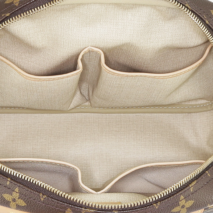 Borsa Louis Vuitton  Trouville in tela monogram marrone e pelle naturale - Detail D2