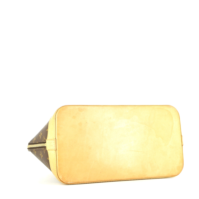 Bolso de mano Louis Vuitton  Alma modelo pequeño  en lona Monogram marrón y cuero natural - Detail D4