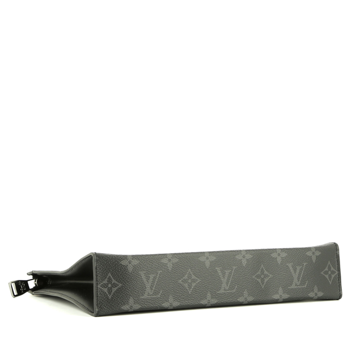 Bolsito de mano Louis Vuitton  Pochette Voyage en lona Monogram negra y gris y cuero negro - Detail D4