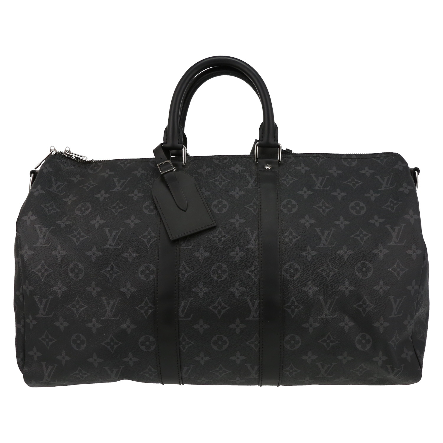 Sac de voyage Louis Vuitton  Keepall 45 en toile monogram gris Graphite et cuir noir - Detail D2