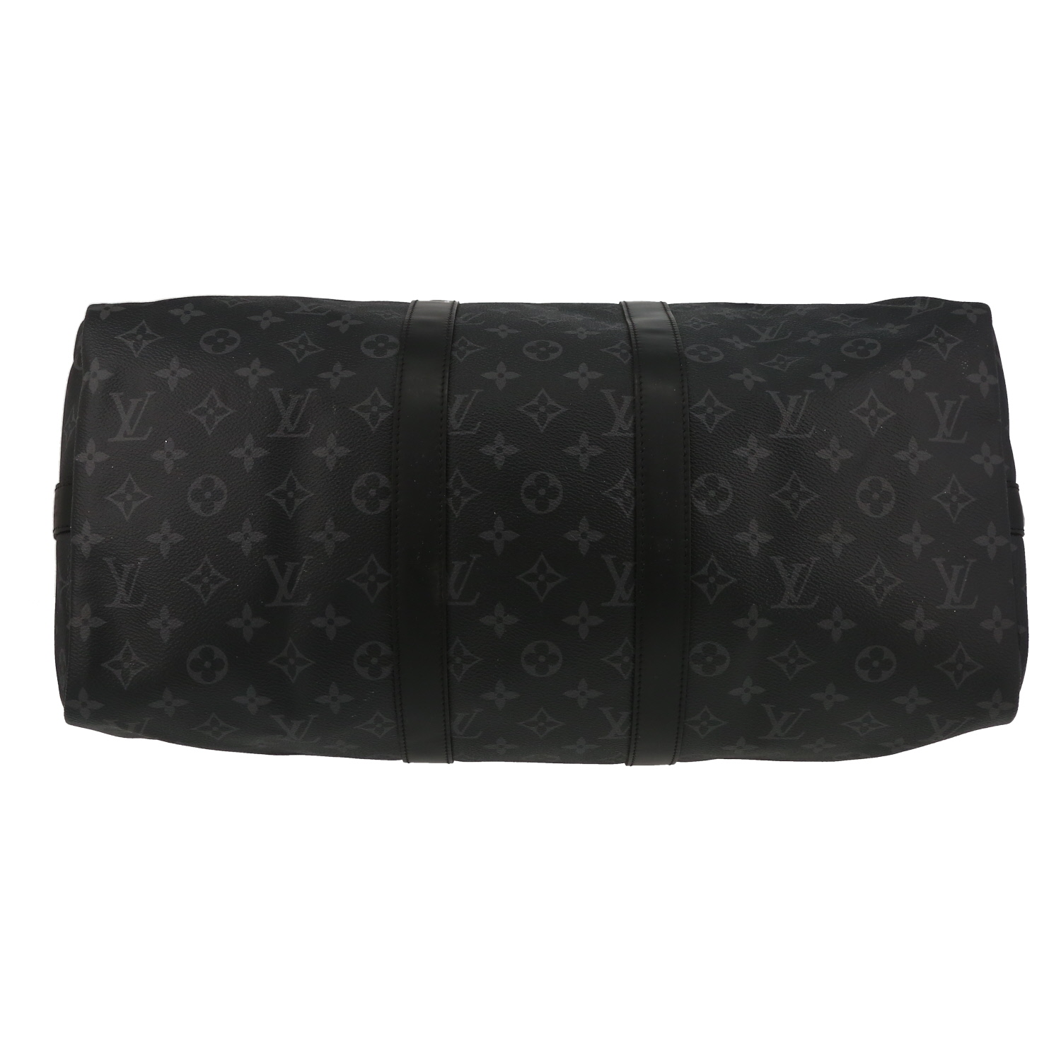 Sac de voyage Louis Vuitton  Keepall 45 en toile monogram gris Graphite et cuir noir - Detail D4