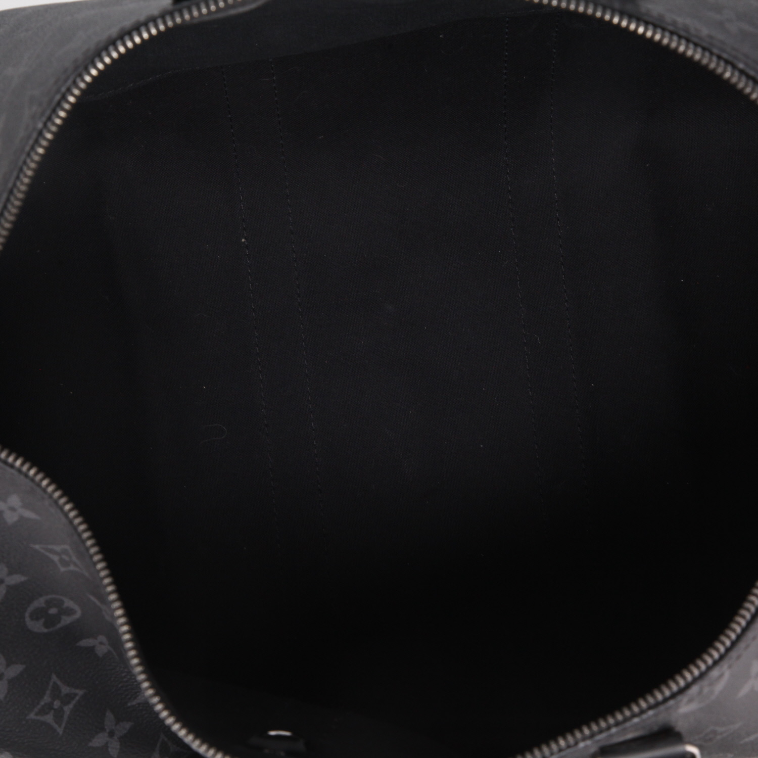 Borsa da viaggio Louis Vuitton  Keepall 45 in tela monogram grigio Graphite e pelle nera - Detail D8