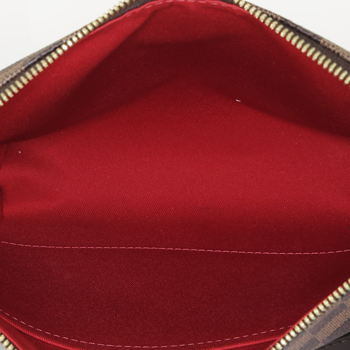 Louis Vuitton Eva shoulder bag in ebene damier canvas and brown leather - Detail D2