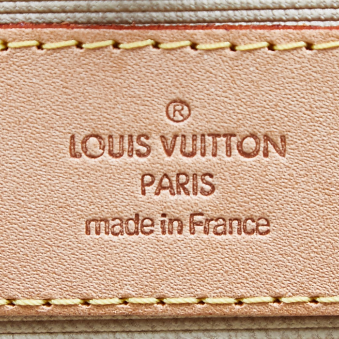Borsa da viaggio Louis Vuitton Sirius in tela monogram cerata marrone e pelle naturale - Detail D2