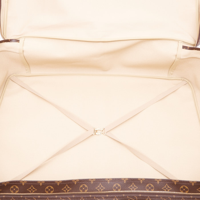 Borsa da viaggio Louis Vuitton Sirius in tela monogram cerata marrone e pelle naturale - Detail D3