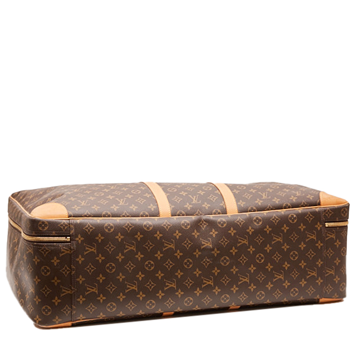 Borsa da viaggio Louis Vuitton Sirius in tela monogram cerata marrone e pelle naturale - Detail D4