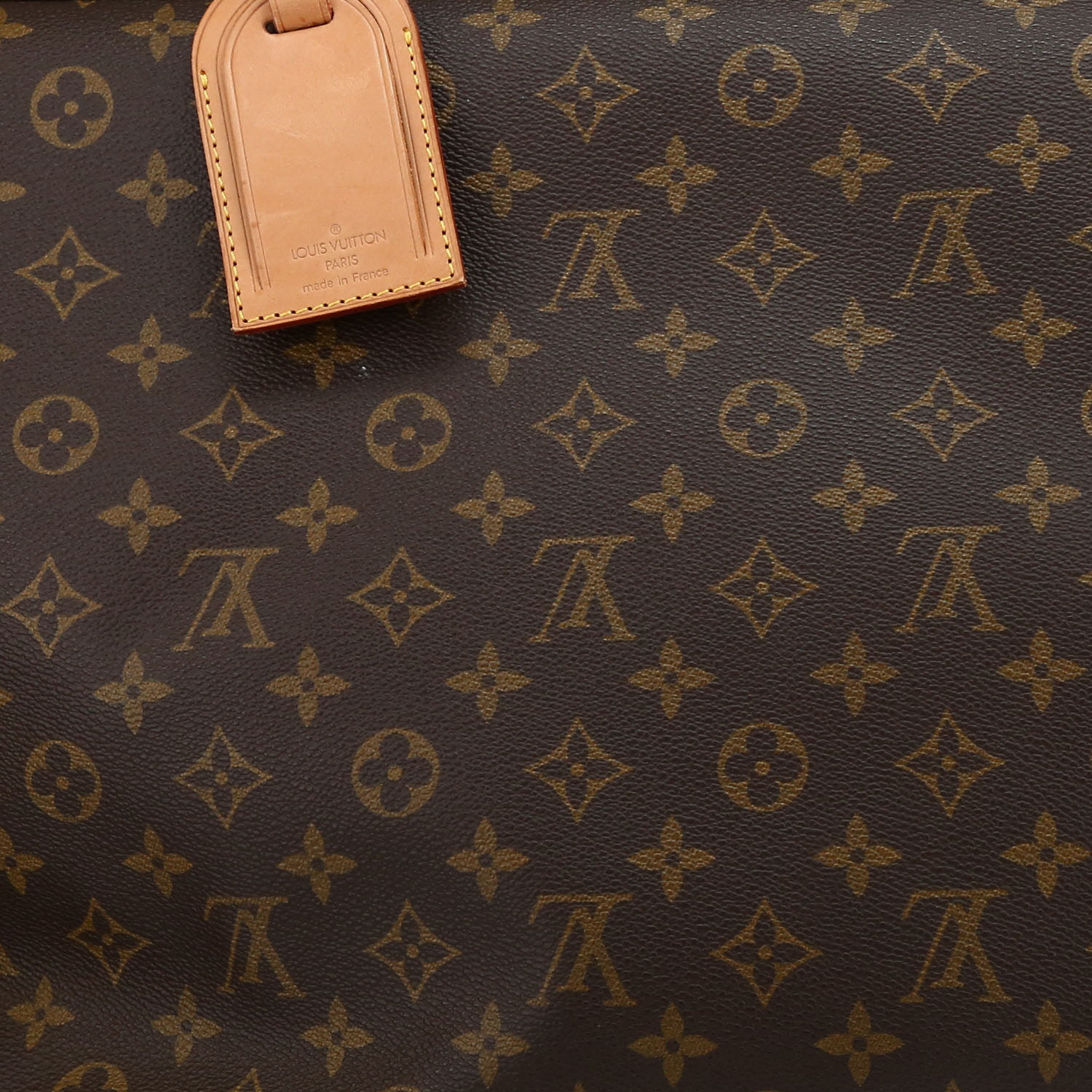 Porte-habits Louis Vuitton en toile monogram marron et cuir naturel - Detail D1