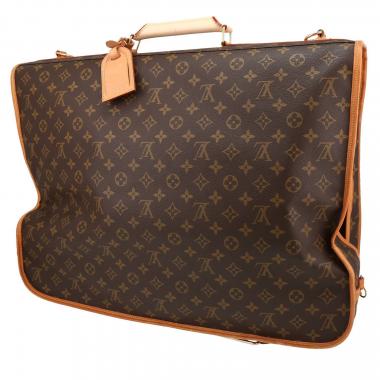 Porta abiti Louis Vuitton in tela monogram marrone e pelle naturale