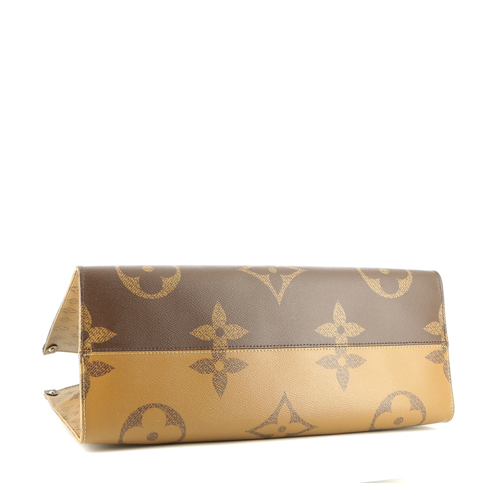 Bolso Cabás Louis Vuitton  Onthego modelo mediano  en cuero Monogram marrón y beige - Detail D5