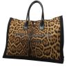 Saint Laurent  Rive Gauche shopping bag  in brown and black canvas - 00pp thumbnail