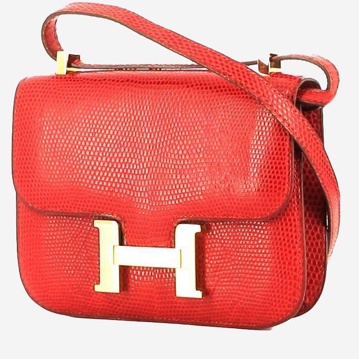 Hermès  Constance mini  shoulder bag  in red lizzard