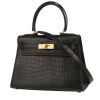 Hermès  Kelly 20 cm handbag  in black porosus crocodile - 00pp thumbnail