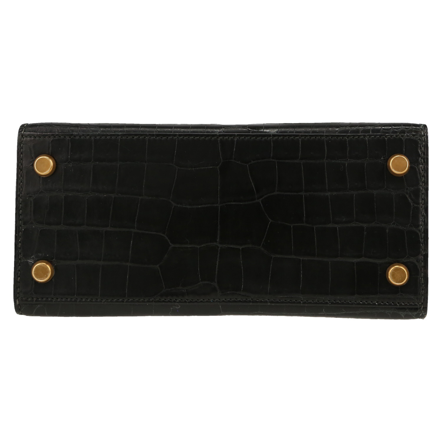 Bolso de mano Hermès  Kelly 20 cm en cocodrilo porosus negro - Detail D1