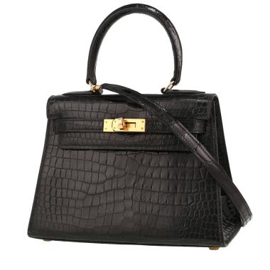 Borsa Hermès  Kelly 20 cm in coccodrillo marino nero