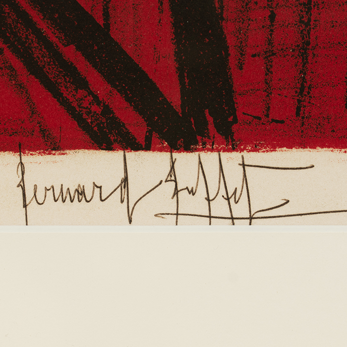 Bernard Buffet, "Le fil-de-fériste", from the album "Mon cirque", lithograph in colors on paper, signed numbered and framed, of 1968 - Detail D3