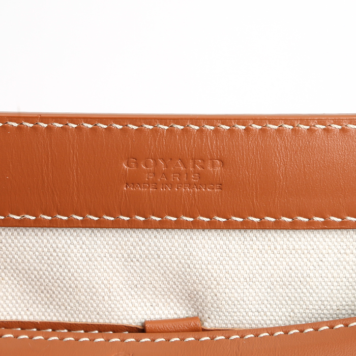 Shopping bag Goyard Bellechasse in tela Goyardine nera e pelle marrone - Detail D3