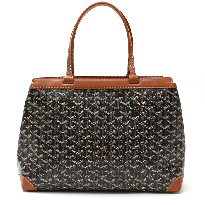 Shopping bag Goyard Bellechasse in tela Goyardine nera e pelle marrone - Detail D7