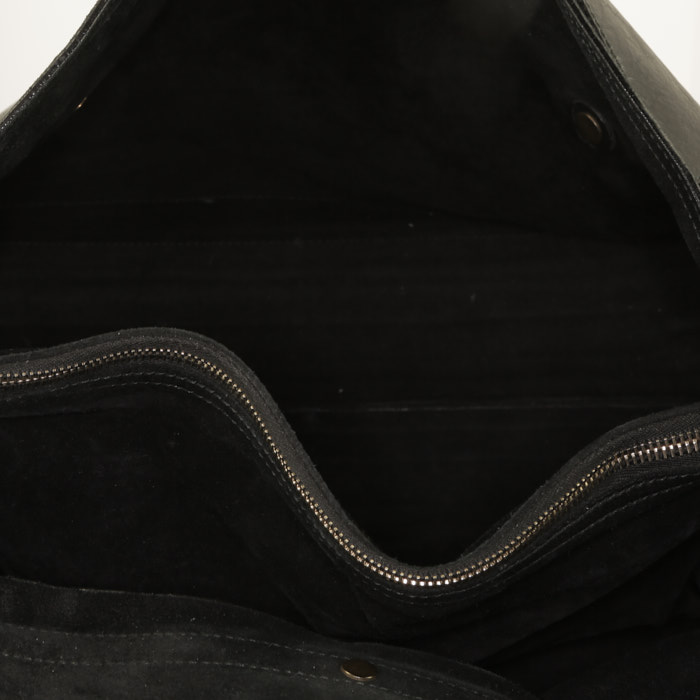 Sac à main Saint Laurent  Muse Two grand modèle  en cuir grainé noir - Detail D2