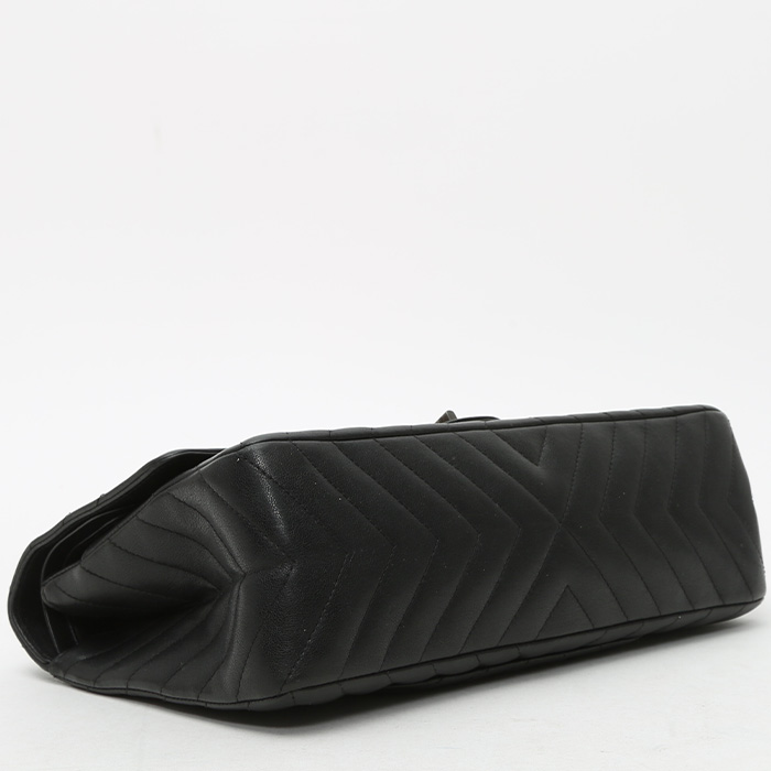 Borsa a tracolla Chanel Chanel 2.55 in pelle trapuntata a zigzag nera - Detail D4