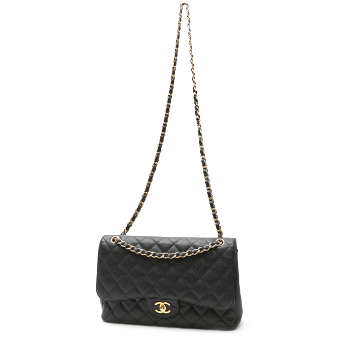 Borsa a tracolla Chanel  Timeless Jumbo in pelle martellata e trapuntata nera - Detail D2