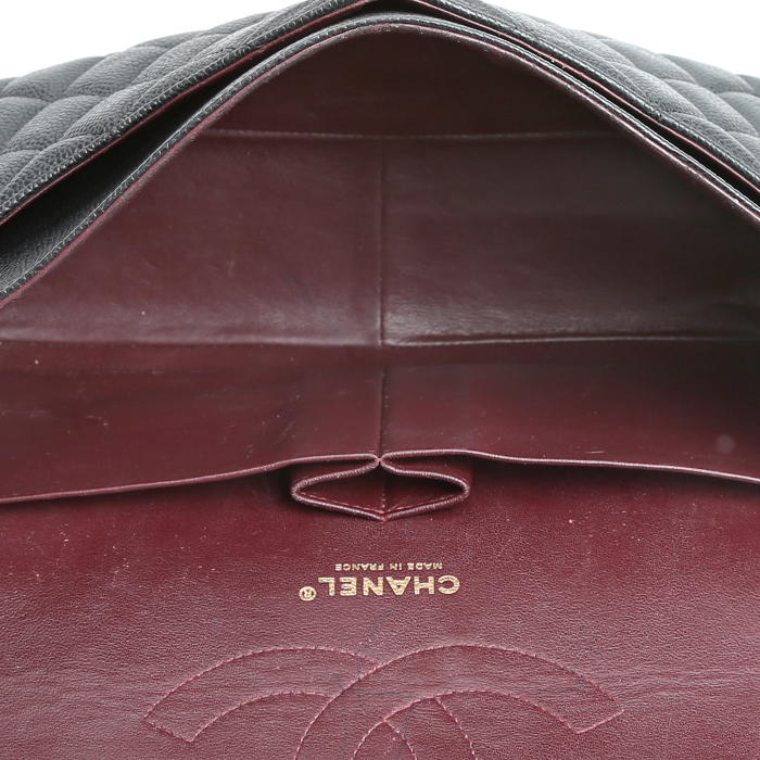 Borsa a tracolla Chanel  Timeless Jumbo in pelle martellata e trapuntata nera - Detail D3