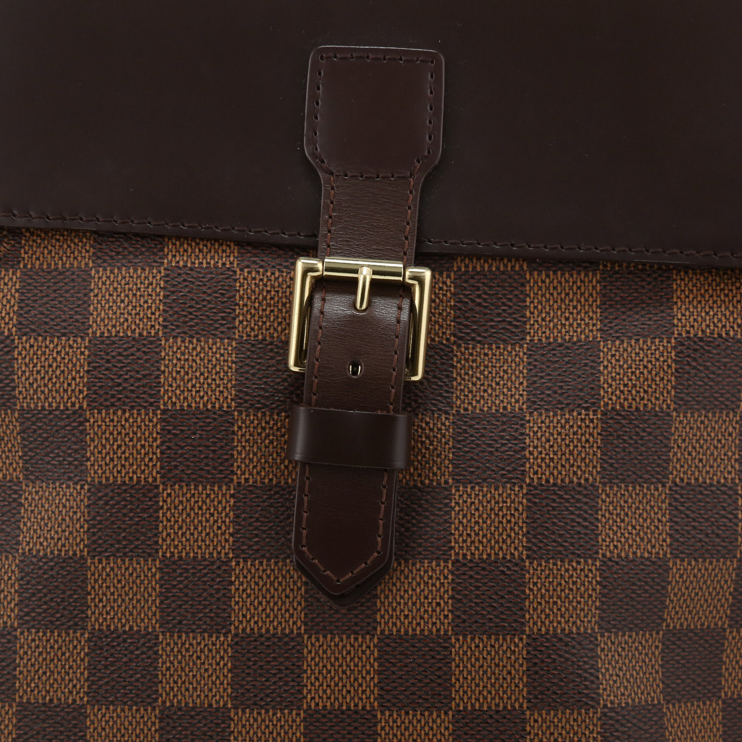 Louis Vuitton  Soho backpack  in ebene damier canvas  and brown leather - Detail D1
