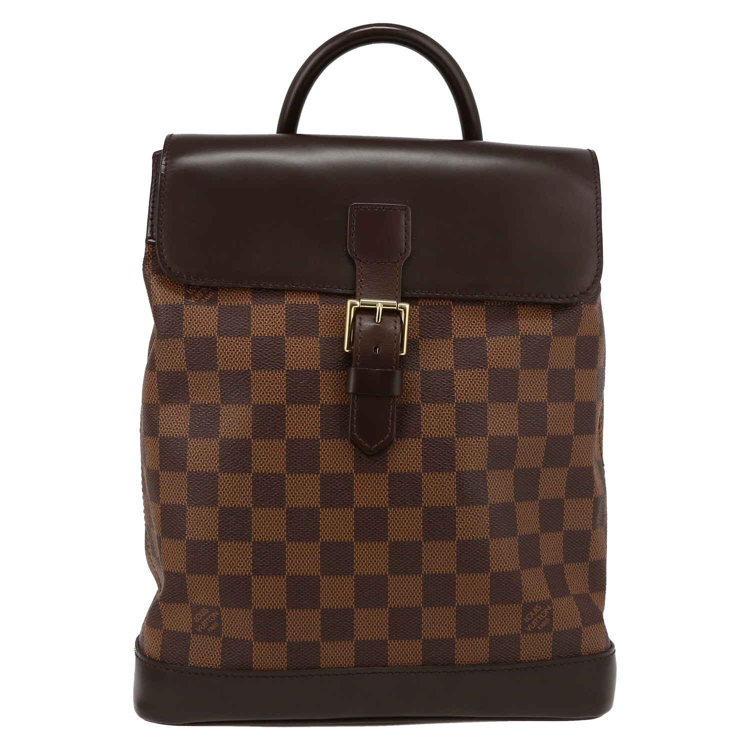 Louis Vuitton  Soho backpack  in ebene damier canvas  and brown leather - Detail D2