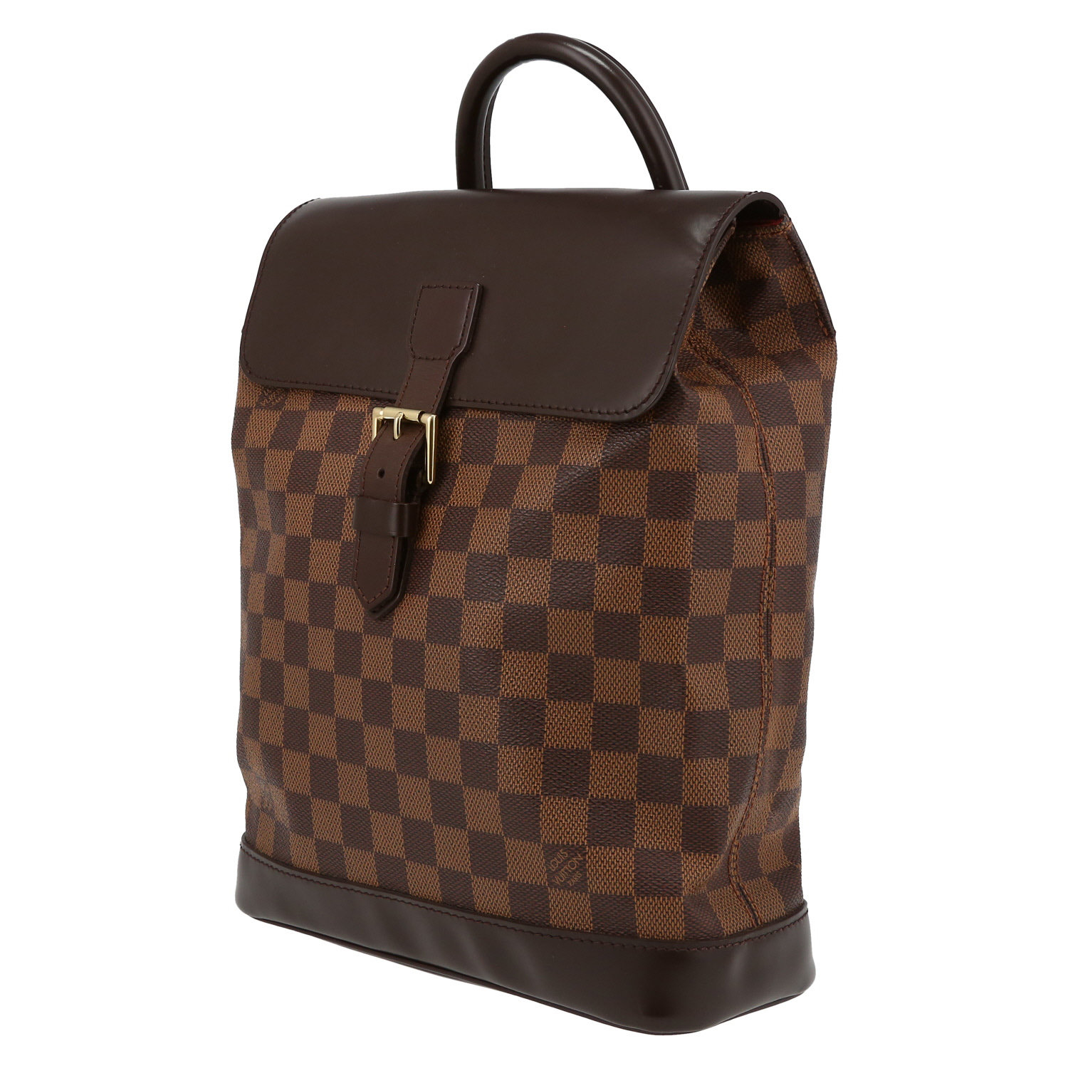 Louis Vuitton  Soho backpack  in ebene damier canvas  and brown leather - Detail D3