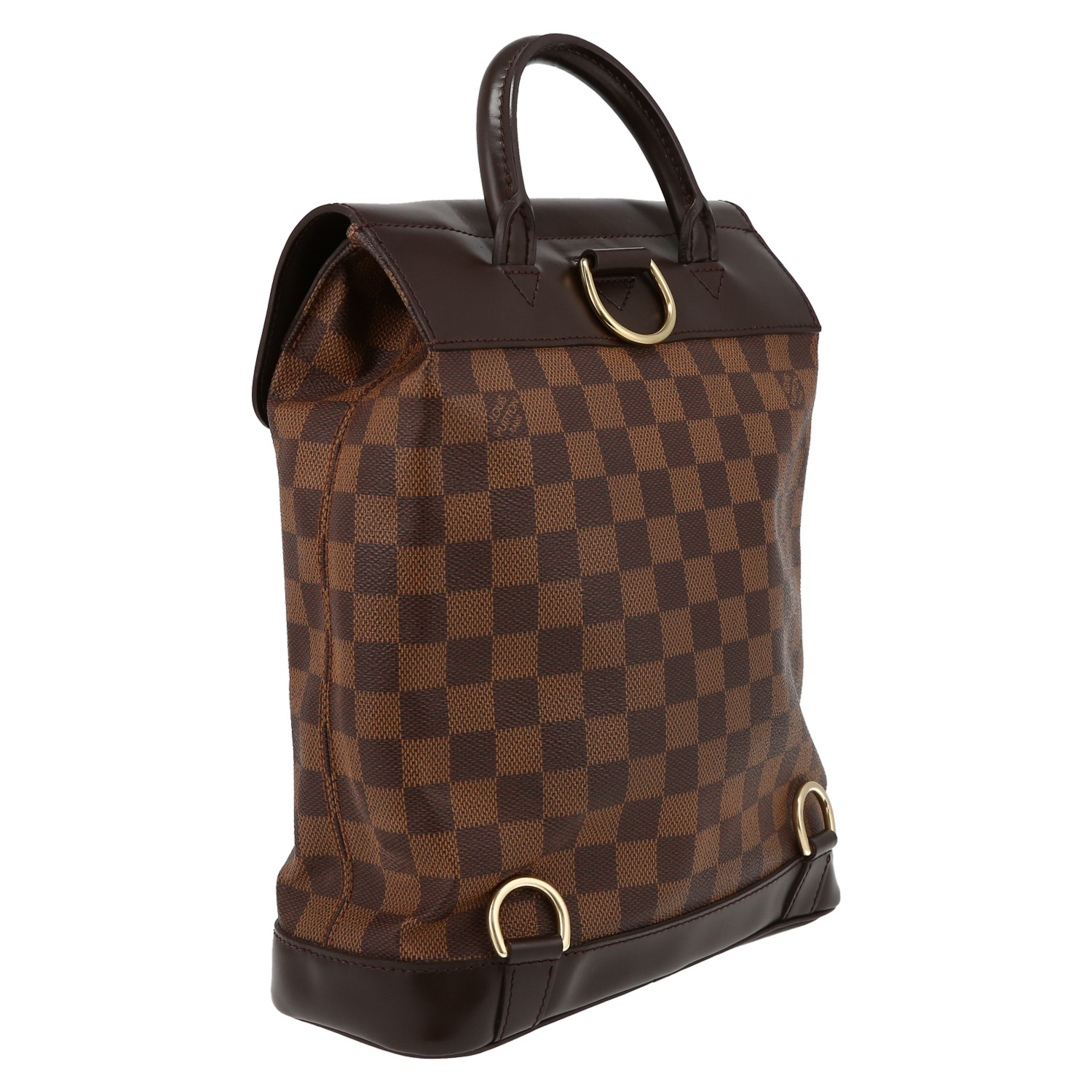 Louis Vuitton  Soho backpack  in ebene damier canvas  and brown leather - Detail D6
