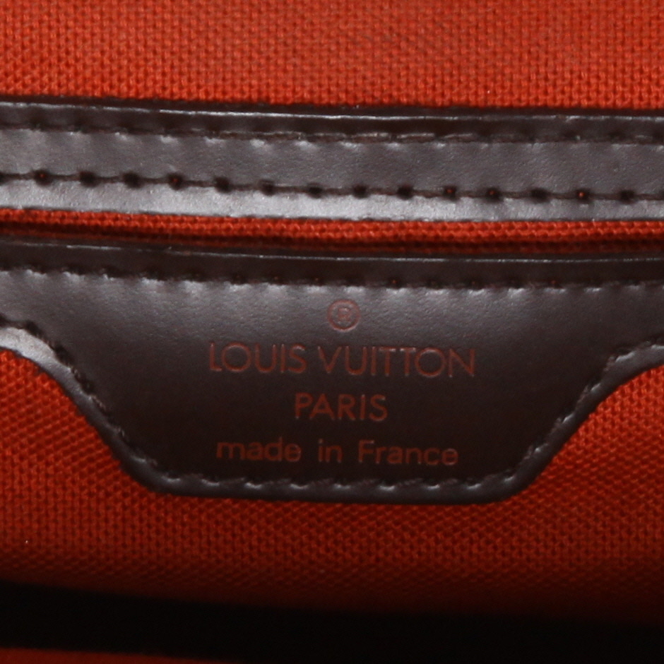 Mochila Louis Vuitton Soho en lona a cuadros ébano y cuero marrón - Detail D9