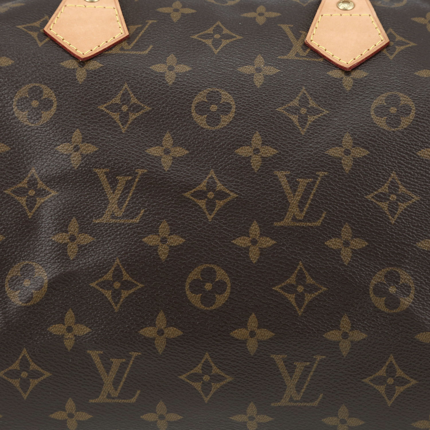 Bolso de mano Louis Vuitton  Speedy 30 en lona Monogram marrón y cuero natural - Detail D1