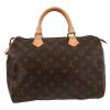 Bolso de mano Louis Vuitton  Speedy 30 en lona Monogram marrón y cuero natural - Detail D7 thumbnail