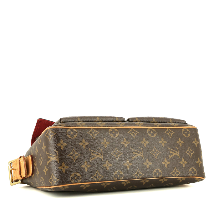 Borsa Louis Vuitton  Viva Cité in tela monogram marrone e pelle naturale - Detail D4