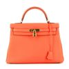 Hermès  Kelly 32 cm handbag  in orange togo leather - 360 thumbnail