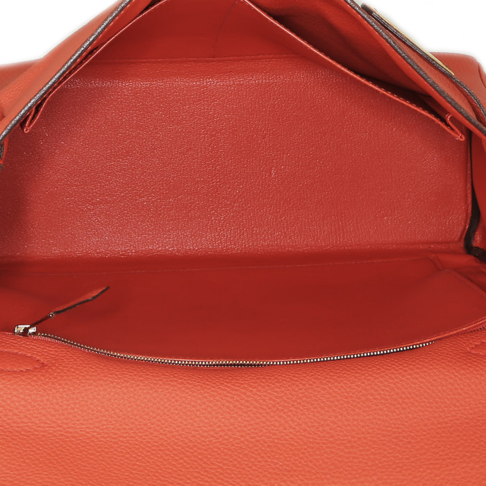 Bolso de mano Hermès  Kelly 32 cm en cuero togo naranja - Detail D3