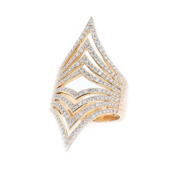 Messika Queen V large model ring in pink gold and diamonds - 00pp