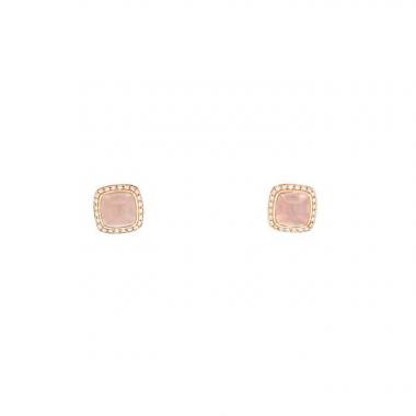 Orecchini Fred Pain de Sucre in oro rosa, diamanti e quarzo rosa