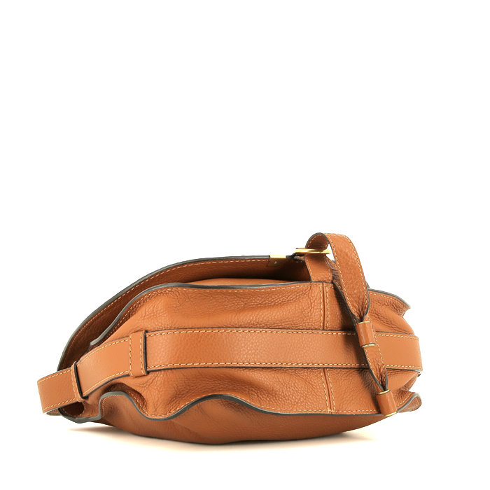 Chloé  Marcie shoulder bag  in brown grained leather - Detail D4