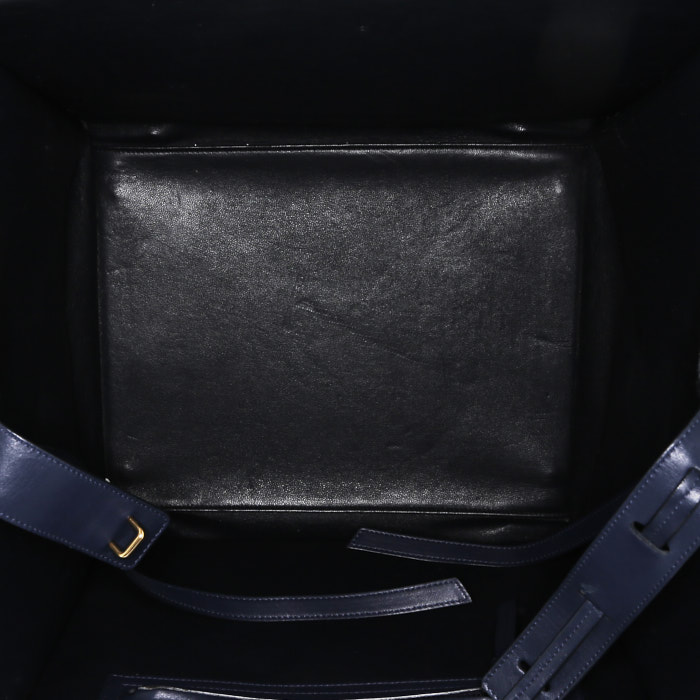 Shopping bag Celine  Phantom in camoscio e pelle blu marino - Detail D2