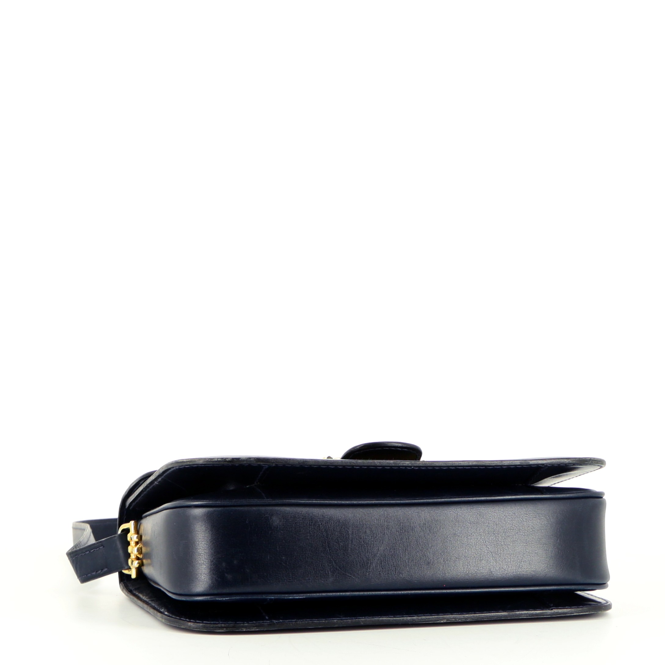 Bolso bandolera Celine  Vintage en cuero azul marino - Detail D4