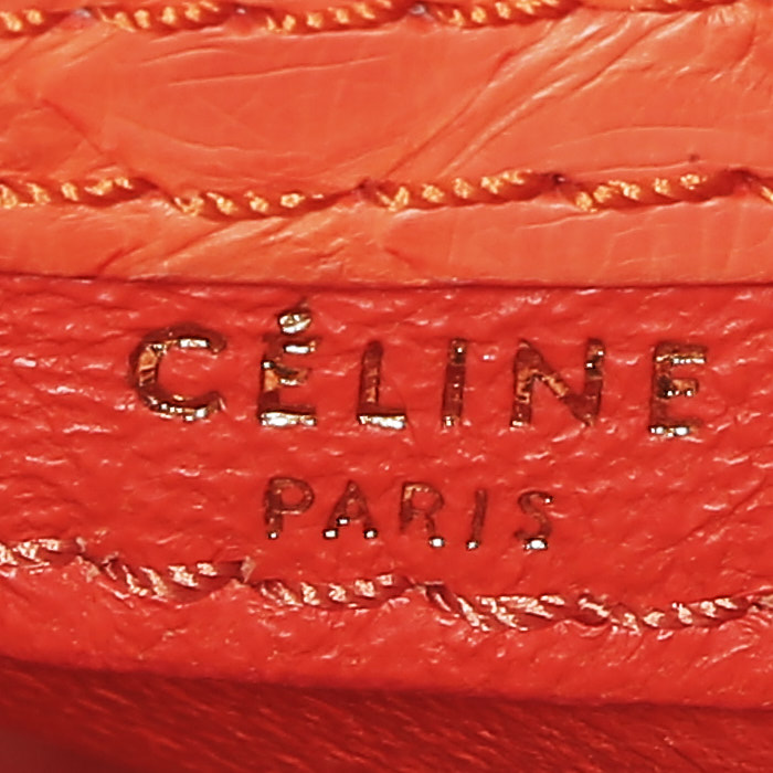 Bolso de mano Celine  Luggage Medium en piel de pitón coral - Detail D3